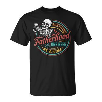 Vintage Surviving Fatherhood One Beer At A Time T-Shirt - Monsterry DE