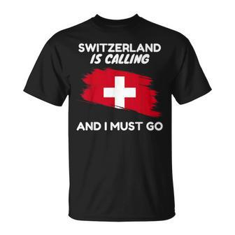 Vintage Switzerland Is Calling I Must Go Switzerland Flag T-Shirt - Monsterry CA
