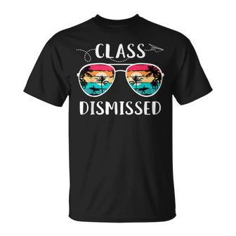 Vintage Teacher Class Dismissed Sunglasses Sunset Surfing T-Shirt - Monsterry