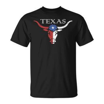 Vintage Texas Longhorn Bull Flag Icon T-Shirt | Mazezy