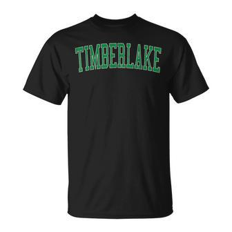 Vintage Timberlake Va Distressed Green Varsity Style T-Shirt | Mazezy