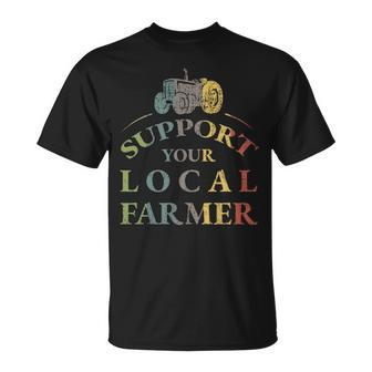 Vintage Tractor Support Your Local Farmer T-Shirt | Mazezy