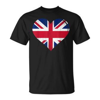 Vintage United Kingdom Flag Heart For England T-Shirt - Monsterry