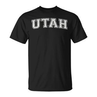 Vintage University-Look Utah White Sports Distressed T-Shirt - Monsterry