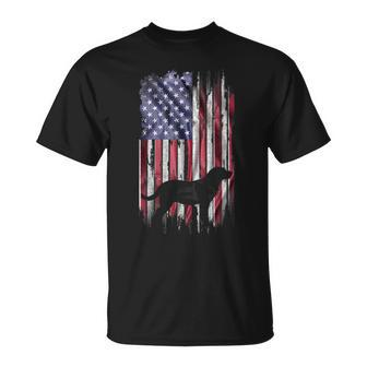 Vintage Usa Flag Love Labrador Retriever Dog Lab Silhouette T-Shirt - Monsterry