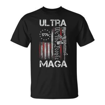 Vintage Usa Flag Ultra Maga Gun Usa 4Th Of July Trump 2024 T-Shirt - Monsterry CA