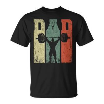Vintage Weightlifting Dad Daddy Silhouette Gym Father's Day T-Shirt - Monsterry