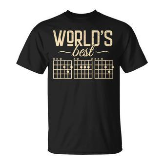 Vintage World's Best Guitar Dad Ever Chords Fathers Day T-Shirt - Seseable