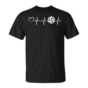 Volleyball Heartbeat Heart Volleyballer Beach Volleyball T-Shirt - Seseable