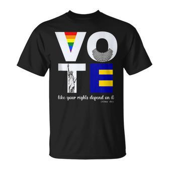 Vote Dissent Collar Statue Of Liberty Pride Flag Equality T-Shirt - Monsterry CA