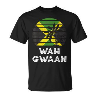 Wah Gwaan Jamaica Saying Jamaican Flag Jamaican T-Shirt - Seseable