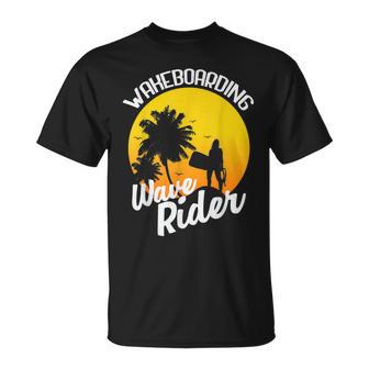 Wakeboarding Wave Rider On The Beach T-Shirt - Monsterry