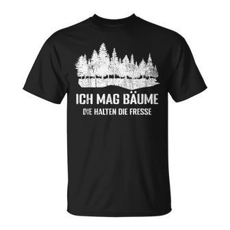 Waldliebhaber Lustiges T-Shirt Ich Mag Bäume - Spruch, Schwarz - Seseable