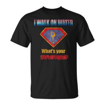 I Walk On Water Figure Skating Superpower Distressed T T-Shirt - Monsterry DE