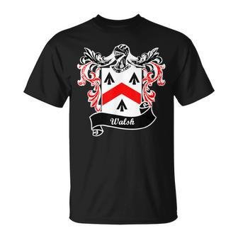 Walsh Coat Of Arms Surname Last Name Family Crest T-Shirt - Seseable