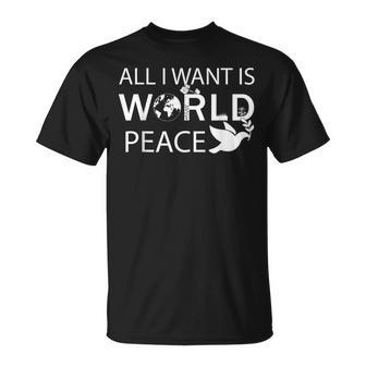 All I Want Is World Peace Bird And Plants Tree T-Shirt - Thegiftio UK