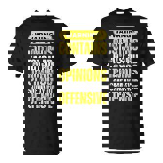 Warning Contains Facts And Opinions Some May Find Offensive T-Shirt - Thegiftio