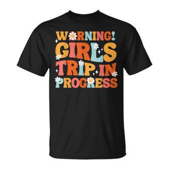 Warning Girls Trip In Progress 2024 Matching Vacation Squad T-Shirt - Seseable