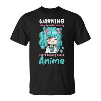Warning May Spontaneously Start Talking About Anime I Kawaii T-Shirt - Thegiftio UK