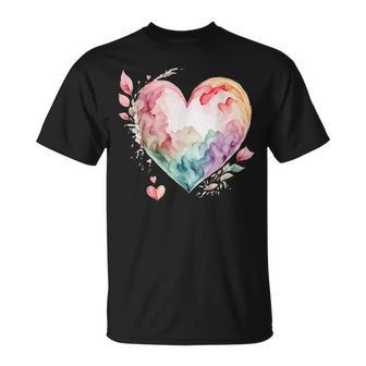 Watercolor Heart Valentine's Day Vintage Graphic Valentine T-Shirt - Monsterry AU