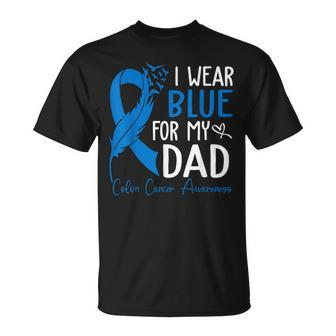 I Wear Blue For My Dad Warrior Colon Cancer Awareness T-Shirt - Seseable