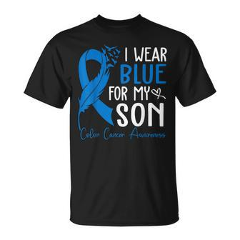 I Wear Blue For My Son Warrior Colon Cancer Awareness T-Shirt - Thegiftio UK