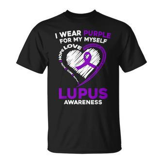 I Wear Purple For Myself Lupus Awareness Purple Ribbon T-Shirt - Monsterry UK