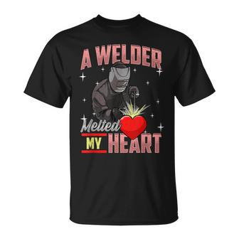 Welder Wife A Welder Melted My Heart Welder Girlfriend T-Shirt - Monsterry AU