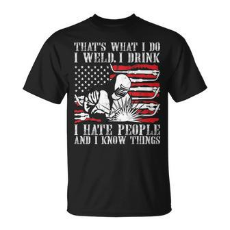 Welding That's What I Do I Weld American Flag Proud Welder T-Shirt | Mazezy
