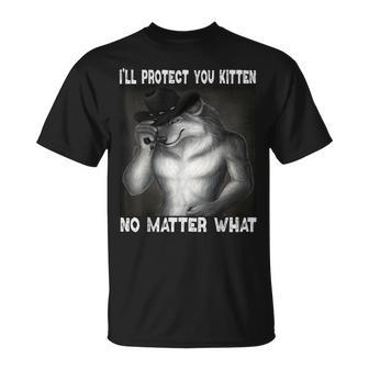 Werewolf Ripping Off Alpha Wolf Meme I'll Protect You Kitten T-Shirt - Monsterry DE