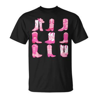 Western Country Rodeo Pink Cowboy Cowgirl Boots T-Shirt - Monsterry