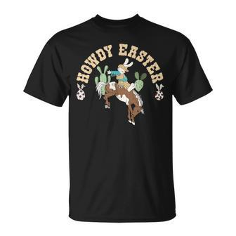 Western Howdy Easter Day Bunny Rabbit Cowboy Rodeo Women T-Shirt - Thegiftio UK