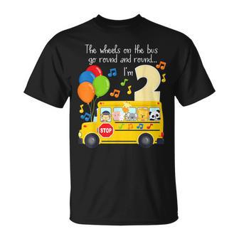 The Wheels On The Bus 2Nd Birthday 2 Yrs Old Family Matching T-Shirt - Monsterry