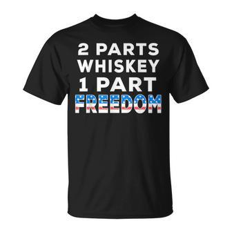 Whiskey And Freedom Patriotic Usa Flag Fourth 4Th Of July T-Shirt - Monsterry