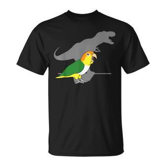 White Bellied Caique T-Rex Birb Memes Dinosaur Parrot T-Shirt - Monsterry