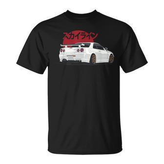 White Gt R 34 Jdm Skyline T-Shirt - Monsterry UK