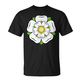 White Rose Of York Flower English Flag Heraldy Yorkshire T-Shirt - Thegiftio UK