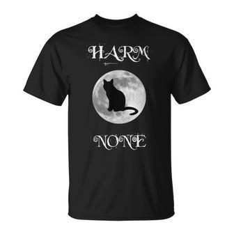 Wiccan Moon Cat Harm None T-Shirt - Monsterry AU