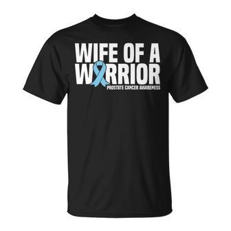 Wife Of A Warrior Blue Ribbon Prostate Cancer Awareness T-Shirt - Monsterry AU