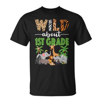 Wild About 1St Grade Teacher Student First Grade Zoo Safari T-Shirt - Seseable