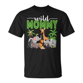 Wild Mommy Zoo Born Two Be Wild B-Day Safari Jungle Animal T-Shirt - Monsterry