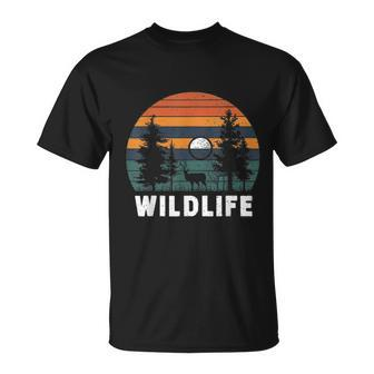 Wildlife Nature Forest Trees Outdoors Vintage Retro Sunset T-Shirt - Monsterry AU