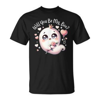 Will You Be My Boos Ghost Valentines Day T-Shirt - Monsterry UK
