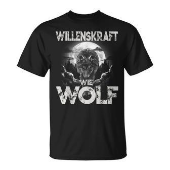 Willenskraft Wie Wolf Motivation Outdoor Survival T-Shirt - Seseable