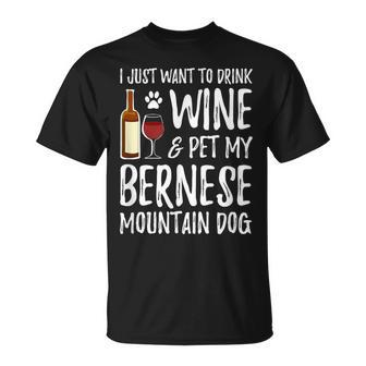 Wine And Bernese Mountain Dog Dog Mom Or Dog Dad T-Shirt - Monsterry AU