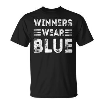 Winners Wear Blue Color Team Spirit Game War Camp Crew T-Shirt - Seseable