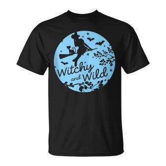 Witchy And Wild Occult Moon Cat Wicca Witch For Women T-Shirt - Monsterry UK