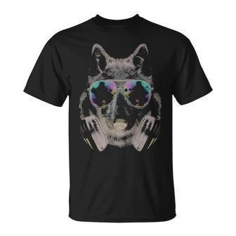 Wolf As Dj In Galaxy Sunglass Headphone T-Shirt | Mazezy