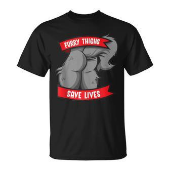 Wolf Furry Thighs Save Lives Proud Furry Pride Fandom T-Shirt - Monsterry