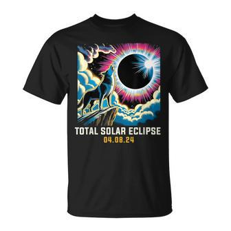 Wolf Howling At Solar Eclipse T-Shirt - Seseable